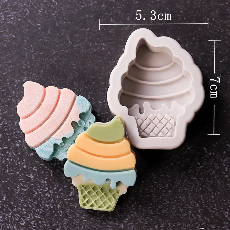 Ice cream cone chocolate fondant silicone mold children\'s baby birthday cake decorative ornaments plug-in