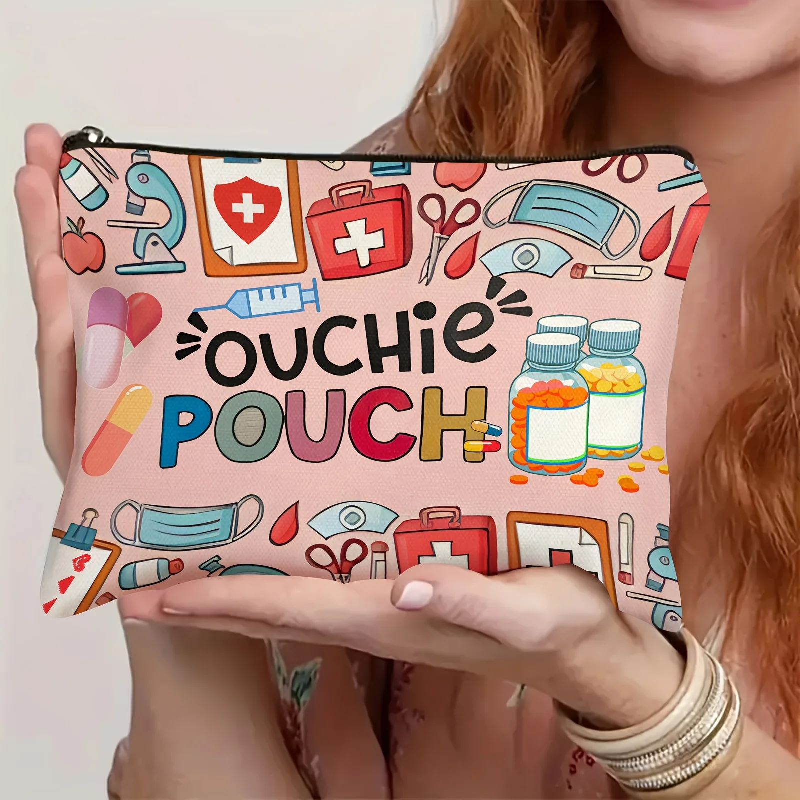 Aksesori Terinspirasi Kesehatan yang Menyenangkan. Kado Modis Portabel dengan Ritsleting, Tempat Pensil untuk Guru, dan Tas Penyimpanan untuk Makanan Ringan