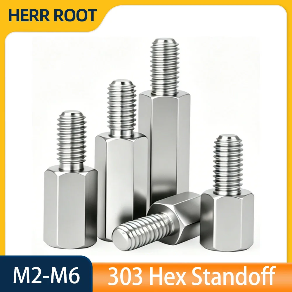 M2 M2.5 M3 M4 M5 M6 303 Stainless Steel Hex Standoff Male to Female Rack Board Stud Column Spacing Screws Bolts Spacers