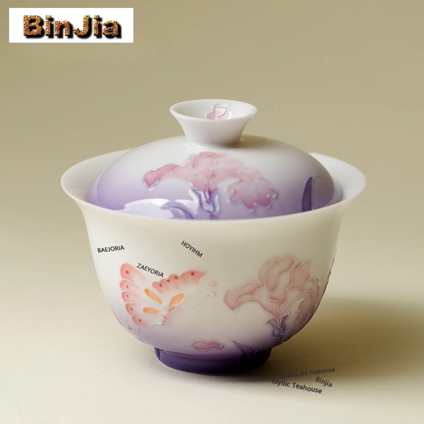 100ml Hand-painted Iris Flower Gaiwan Boutique Tea Tureen Tea Bowl With Lid Kit Tea Making Cover Bowl Teaset Supplies Ornaments