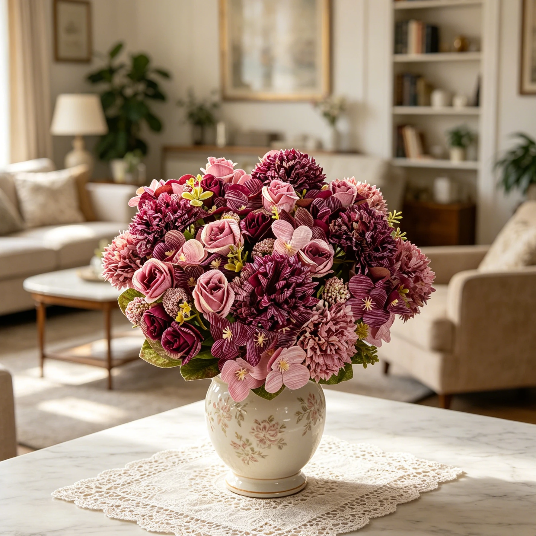 Künstliche Blumen, Kugelchrysanthemen, Rosen, Hochzeitskranz, Heimdekoration, Esstisch-Deko, Brautsträuße, DIY-Geschenke
