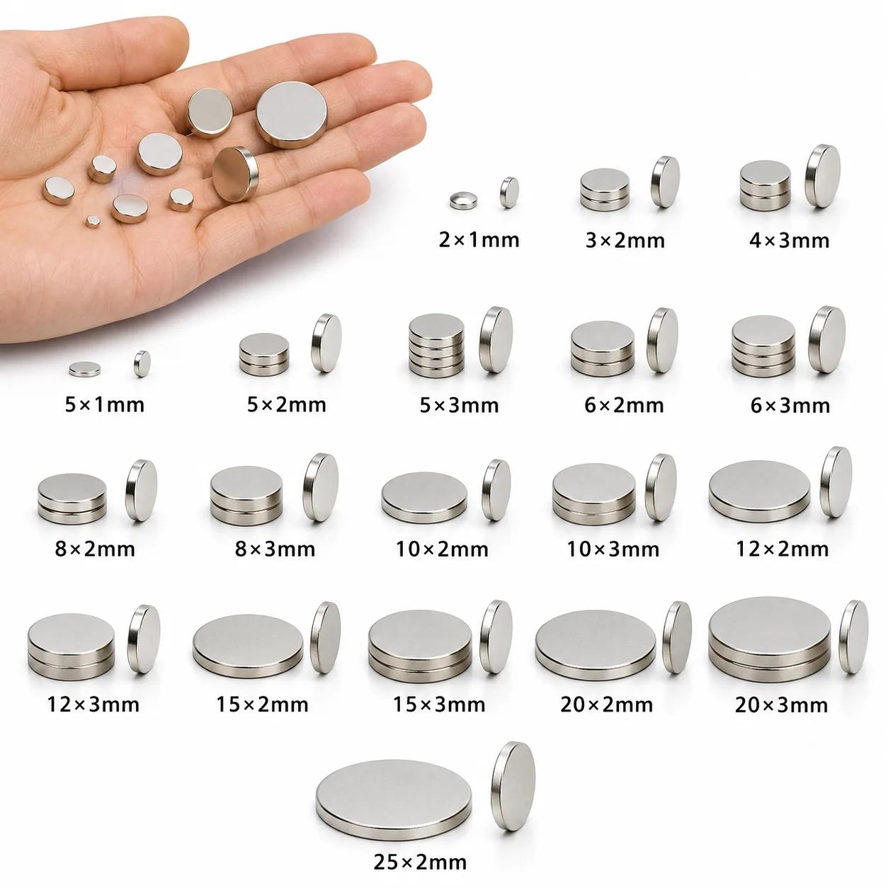Super Powerful Magnets Strong Disc Magnets for Fridge, Building, Education,DIY, Craft, 2x1 3x2 4x3 5x1 5x2 5x3 6x3 8x2 10x2 10x3