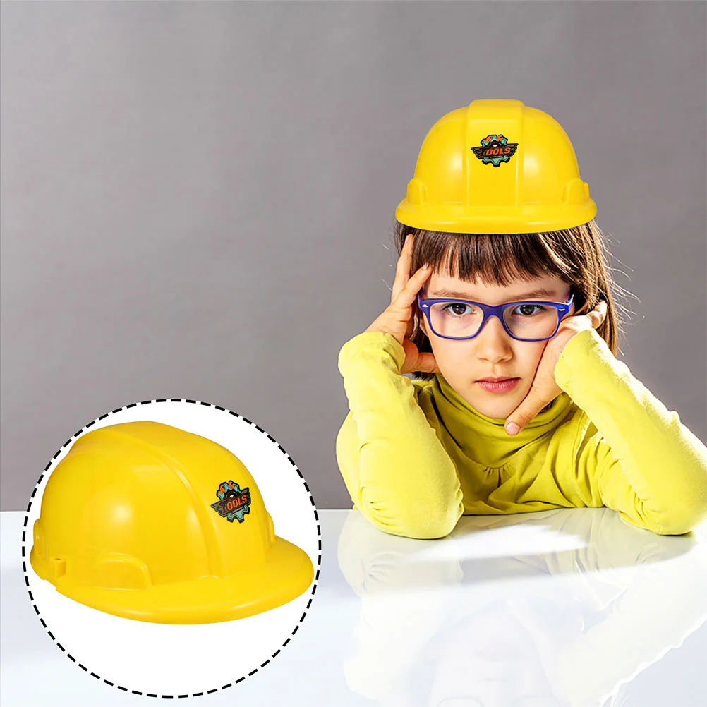 4 Pcs Toy Engineering Hat Pretend Construction Hats Plastic Yellow Fake Aldult Practical for Children Fun Bright Color