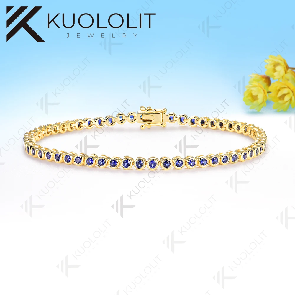 Kuololit مختبر نمت روبي الزمرد الياقوت مويسانيتي سوار للنساء الصلبة 14K 10K 585 جولة D VVS1 سوار لعيد الميلاد #4