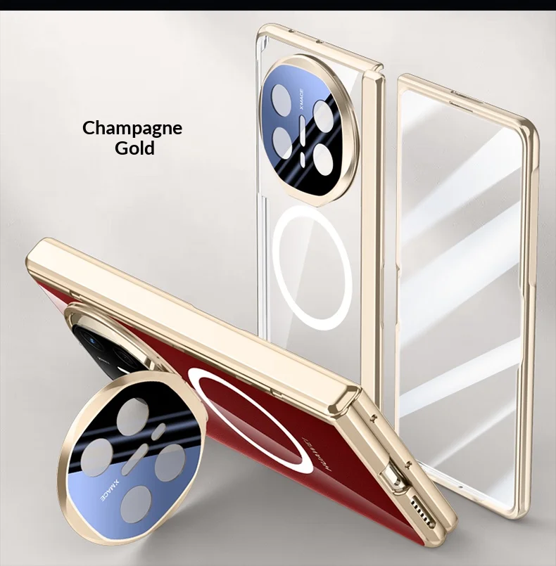 

PC border+High Transparency Acryl Cover For Huawei Mate X6 X5 X3 screen protect Metal lens bracket Fall prevention phone Case