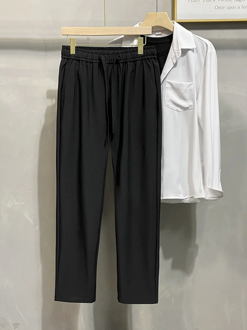 

Свободные повседневные брюки, мужские прямые брюки West, ленивый Sle, высококачественные модные длинные брюки для похудения с девятью точками