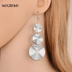 2023 Ethnic Earrings Women Fashion Metal Matte Earrings Long Tassels Round Color-preserving Jewelry