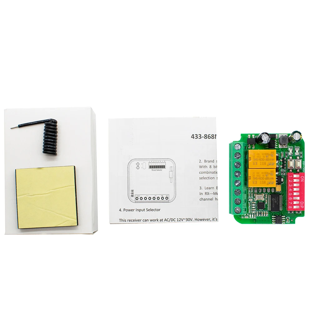 2CH ユニバーサルガレージドアゲートリモコン受信機 300-868 MHz 受信機 AC/DC9-30V 85-250V ゲートコントローラー 2CH リレーモジュール