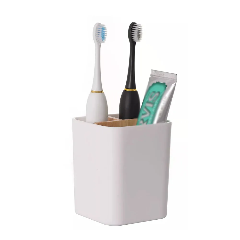 Bathroom Toothbrush Holder 3 Slots Wooden Toothpaste Razor Makeup BrushPen Holder Storage Box Bathroom Accessories