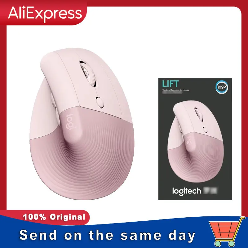 Logitech Lift Vertical Mouse Ergonomic Wireless With Silent Click Bluetooth/Usb Dual Mode For Pc Laptop Tablet Wrist Pain