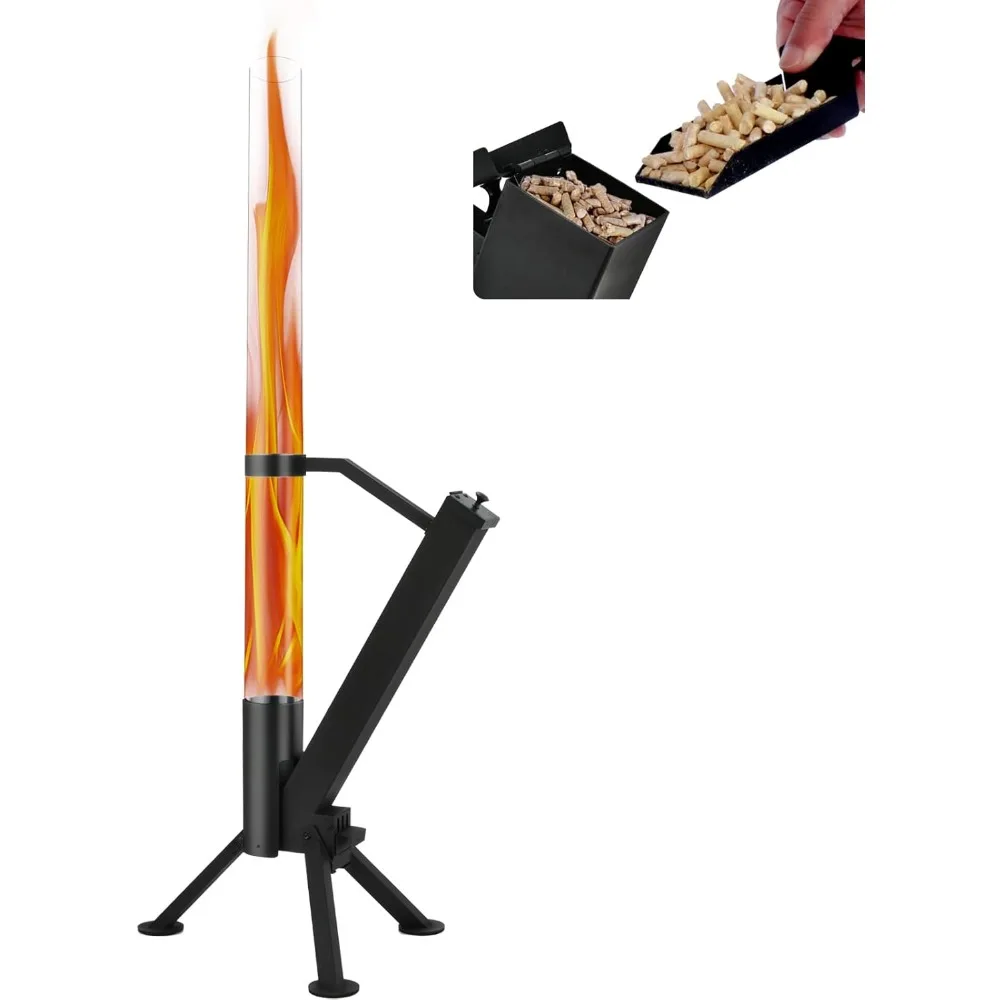 

Portable Outdoor Wood Pellet Fire Pit - Stainless Steel Backyard Heater