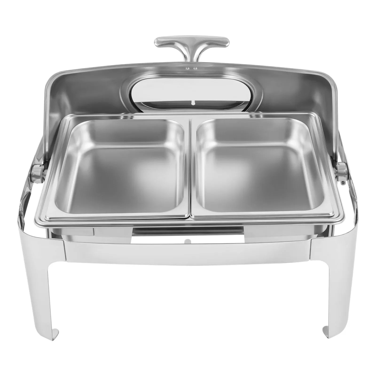 

9L Buffet Chafing Dish, Roll Top Design, Alcohol Stove, Glass Cover, Stainless Steel for Catering and Family Dinners