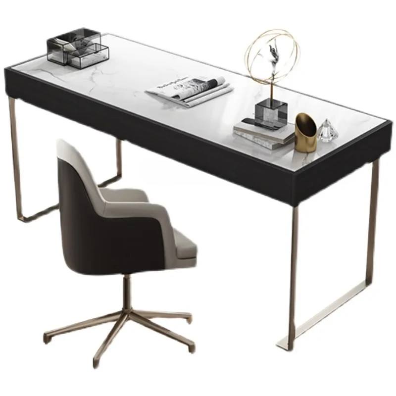 

Stone Plate Desk Office Study Simple Modern Home Computer Desk Italian Minimalist Solid Wood Drawer Desk