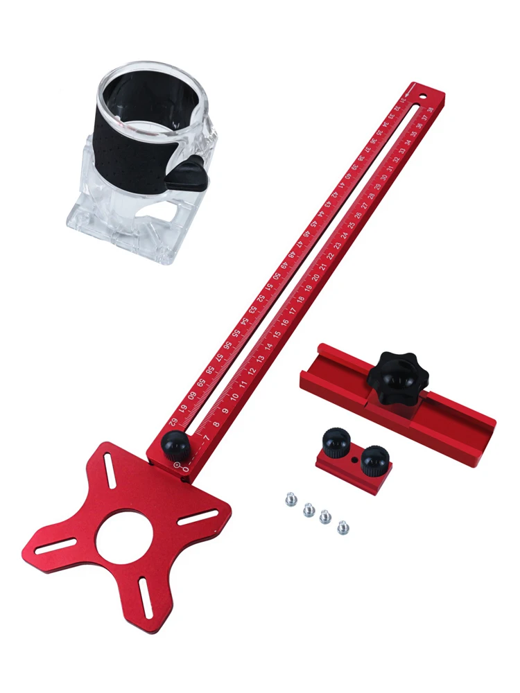 Alumínio Punch Groove Bracket, Router Fresagem, Círculo Corte Jig, Woodworking Gabinete Hardware, 4 em 1