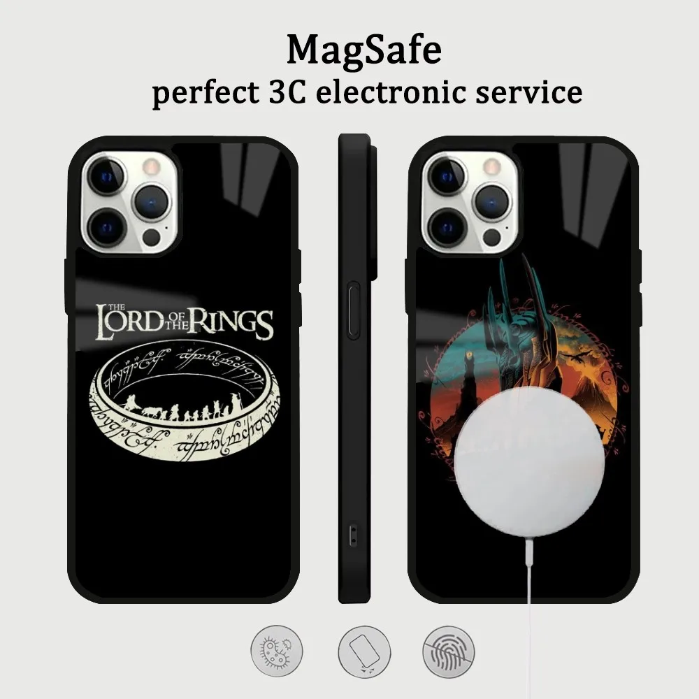 R-Rings Of Lord Movie Phone Case For IPhone 16 15 14 13 12 11 Pro Max Plus Mini Magsafe Mirror Wireless Magnetic Cover