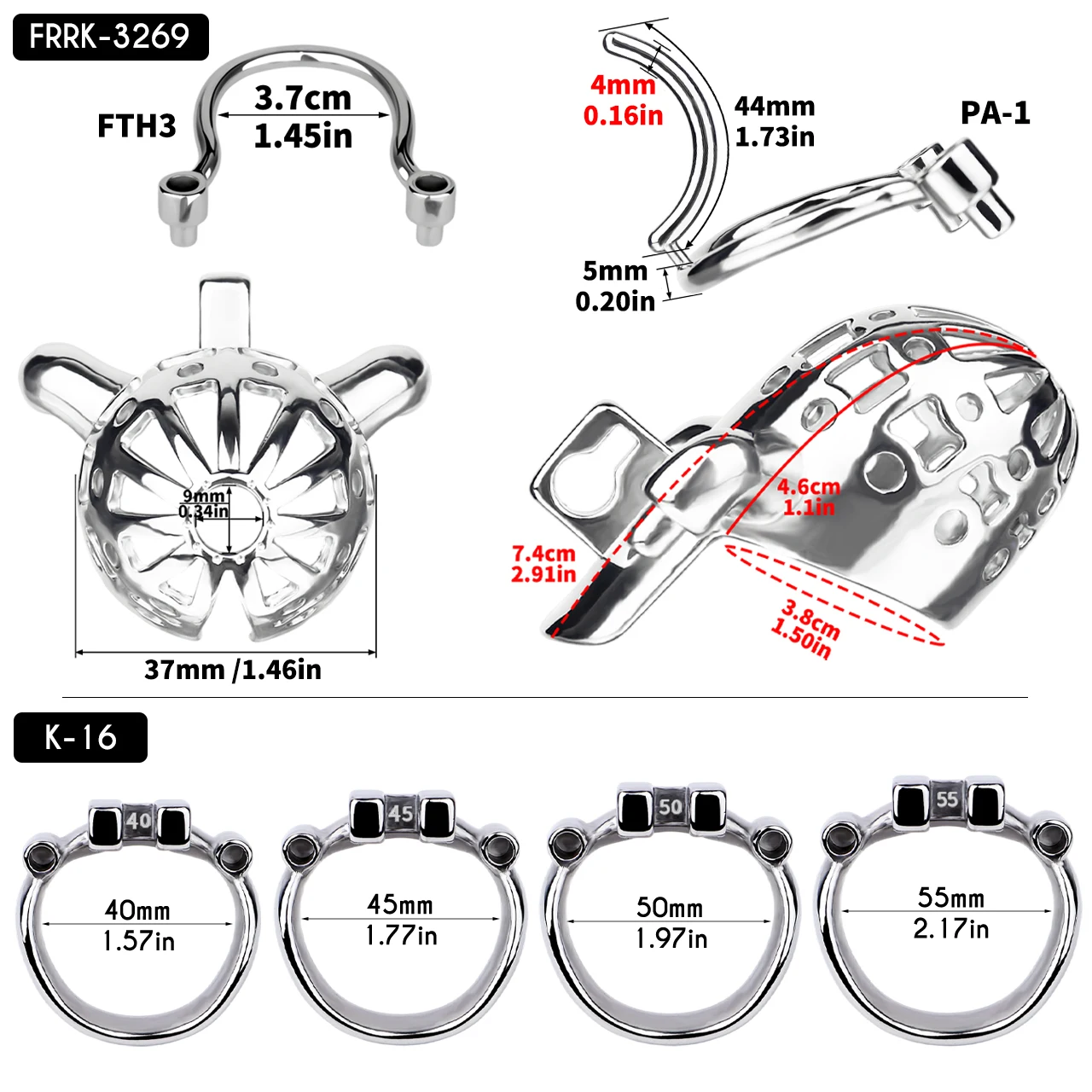 FRRK PA قفل قفص العفة للذكور مع حزام مساعد SM BDSM حشفة ثقب القضيب عبودية الامتناع عن ممارسة لعبة الكبار ألعاب الجنس
