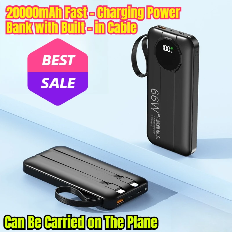 

20000mAh Fast - Charging Power Bank with Built - in Cable Which Can Be Carried on The Plane