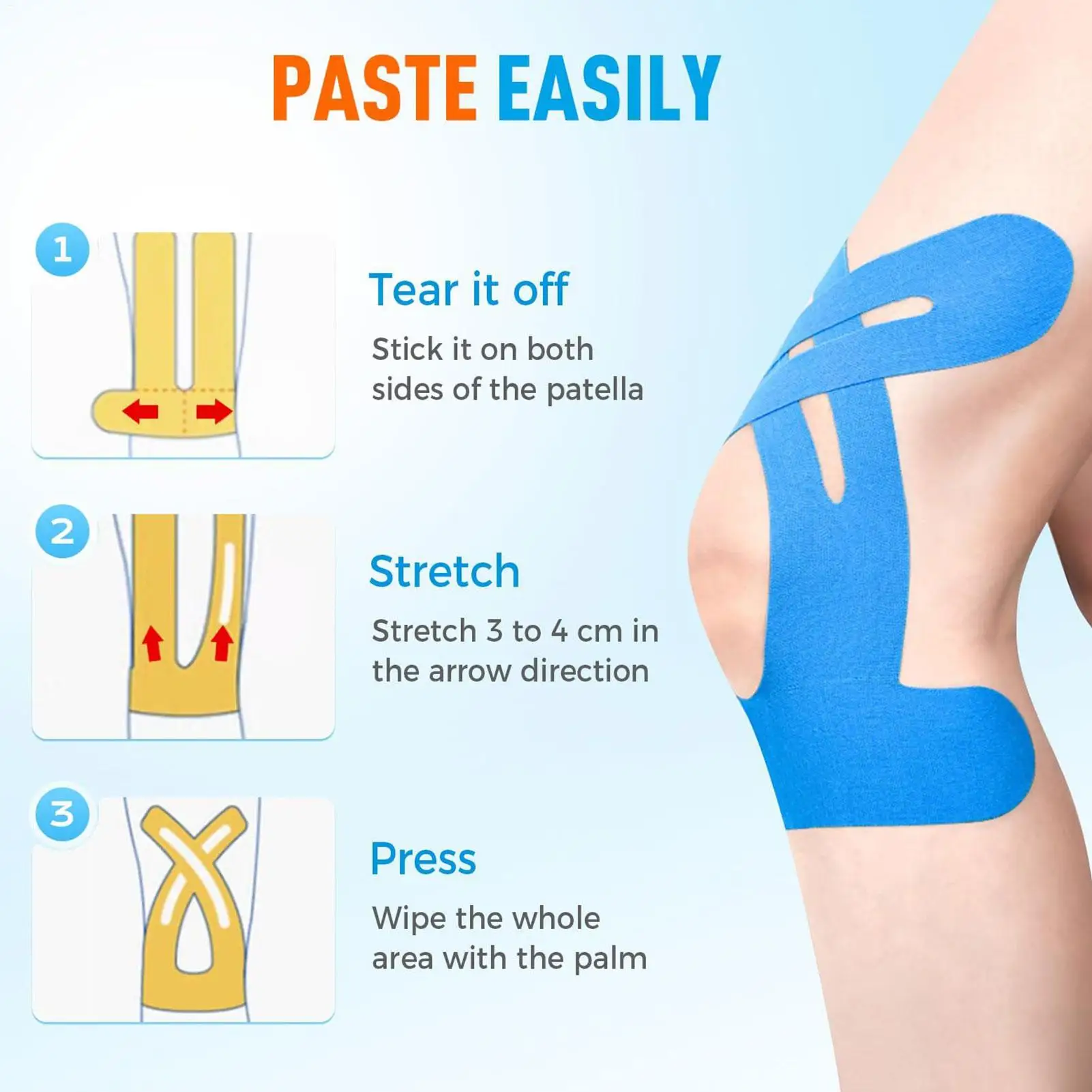 Kinesiology Tape For Knees Muscle Tape Bandage 10 Pieces Precut Muscle Patches For Climbing Running Sports Support Strips