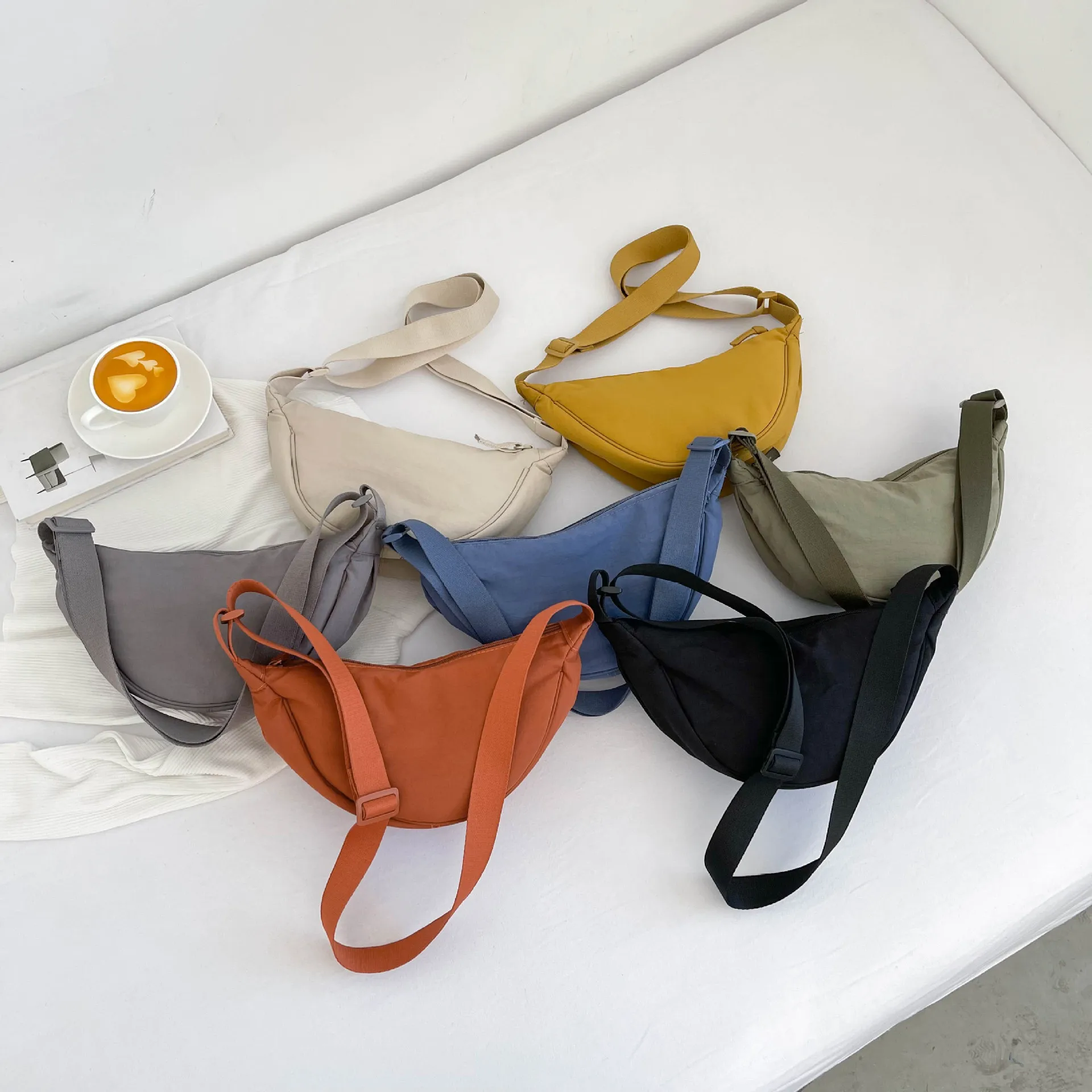 Women Nylon Shoulder Bags Exquisite Solid Color Crossbody Bag Casual Sports Style Underarm Bags Hand Bags