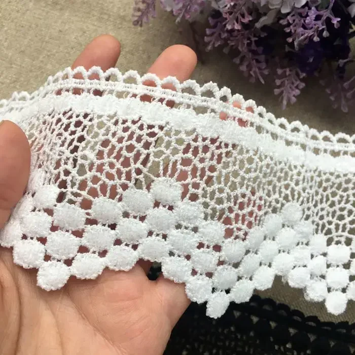 7.5CM Wide High Quality Water Soluble Lace Fabric Embroidered Ribbon Collar Edge Trim For DIY Curtains Sofa Garment Fringe Decor