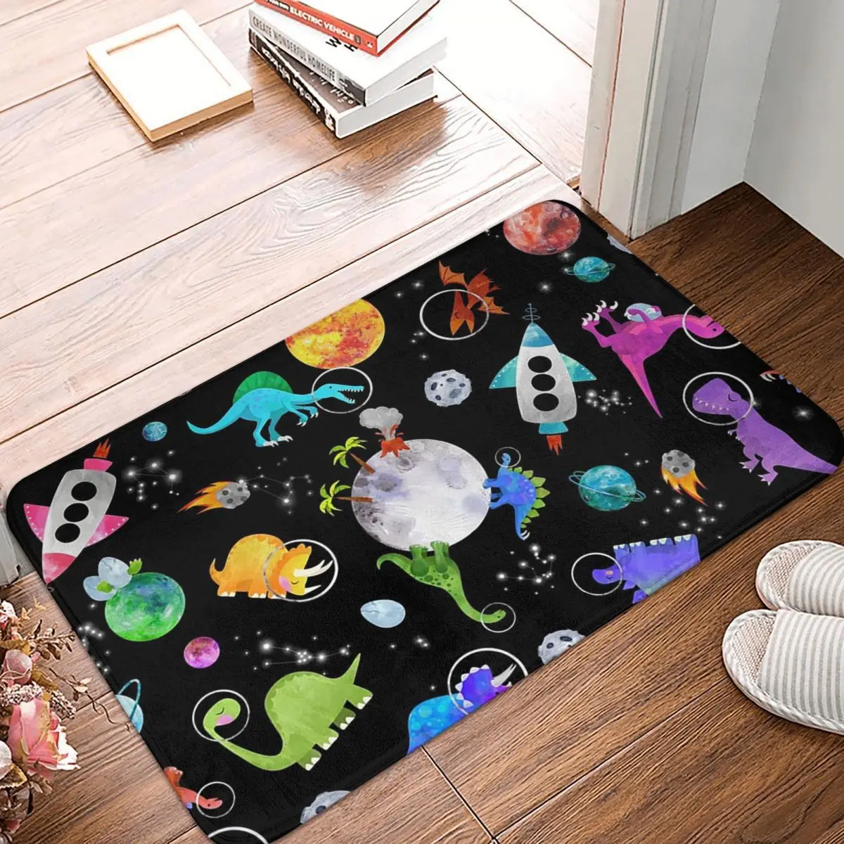 Dinosaur Astronauts In Outer Space Non-slip Doormat Floor Mat Durable Carpet Rug for Kitchen Home Living room Footpad Mats