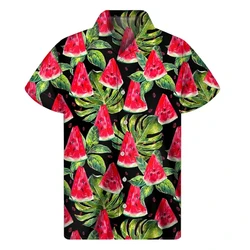 3d Printed Tropical Watermelon Graphic Hawaiian Shirts for me Summer Short Sleeves Button up Shirts Men Clothes Lapel Blouse