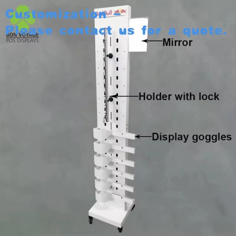 

custom.Optical Floor Standing Rotating Eyewears Metal Locking Rod Goggles Display Holder Sunglasses Display Stand with Acrylic