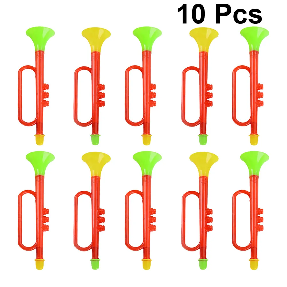 10 Pack Kids Plastic Trumpet Musical Instruments Toddler Cartoon Music Learning Toys Party Favors