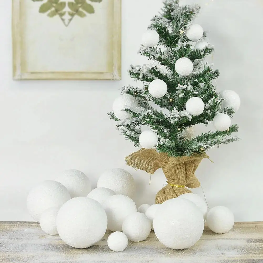 6Pcs 4/6/8CM Christmas Snow Ball White Foam Xmas Ball Wedding Holiday Snow Balls Decoration Xmas Tree Hanging Ball Home Decor