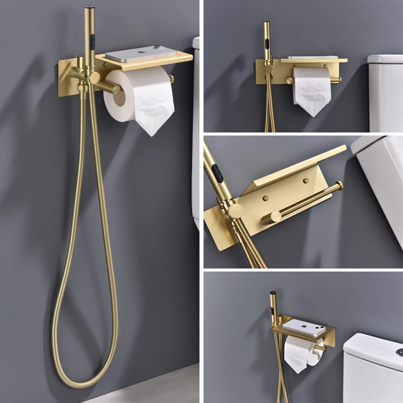 الأبيض بيديت صنبور اليد المحمولة بيديه للحمام الفولاذ المقاوم للصدأ بيديه للحمام صنبور الحمام دش رئيس مع غطاء ورقة حامل