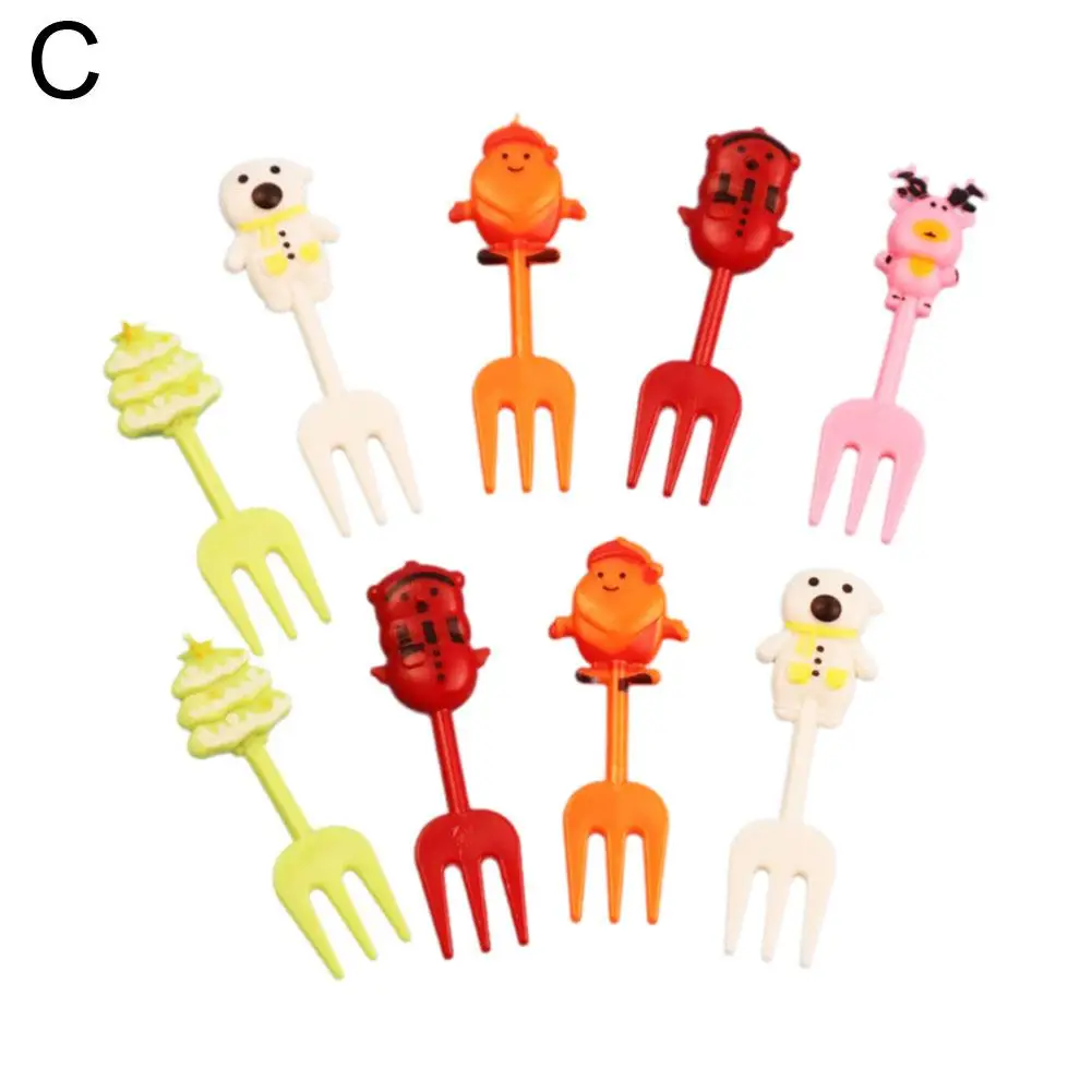 Christmas Hallowee Fruit Fork Kids Food Pick Reusable Salad Box Dessert Toothpick Cake Snack Decoration Lunch Fork Christma U5t7