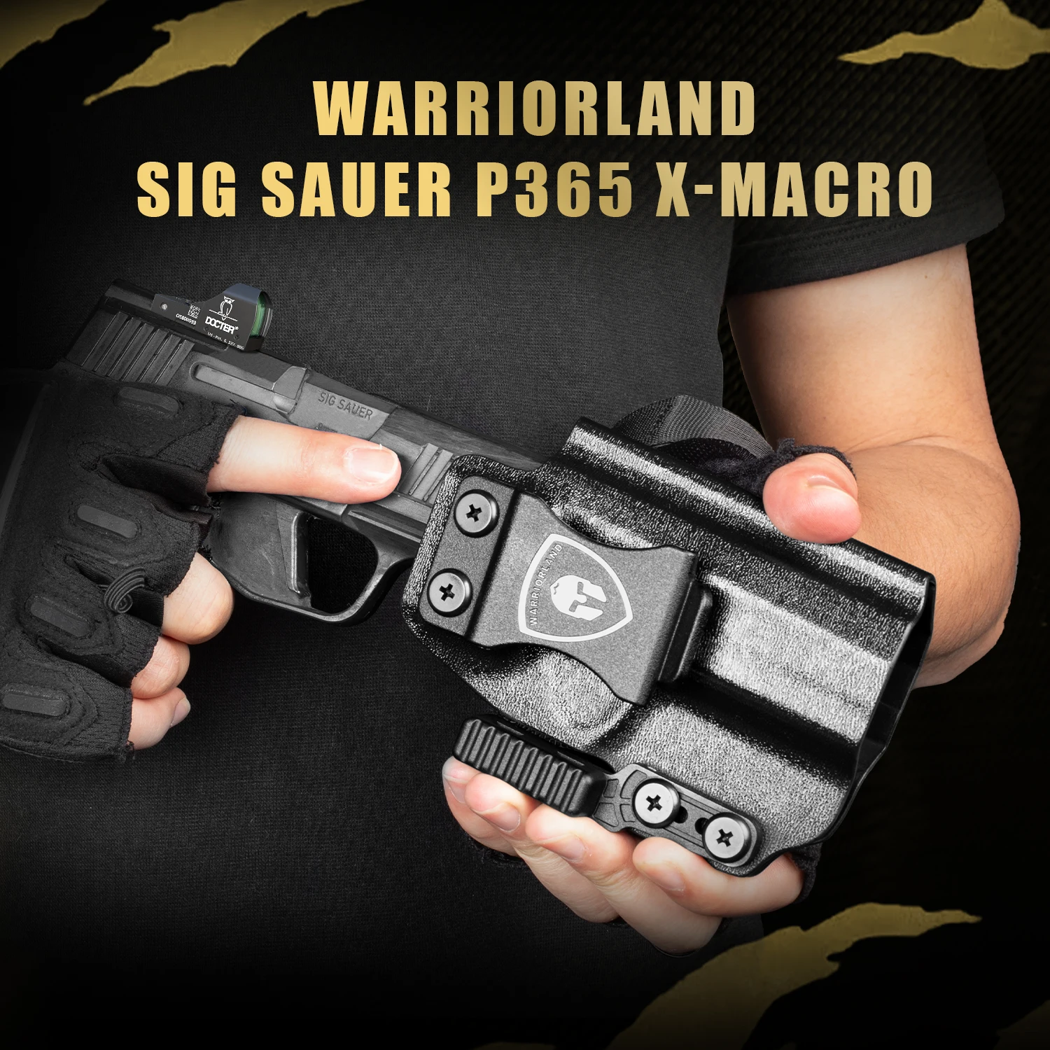 Warrior land sig P365X-Macro iwb kydex holster mit klauen aufsatz und optik schnitt: sig sauer p365x makro, innen bund appendi