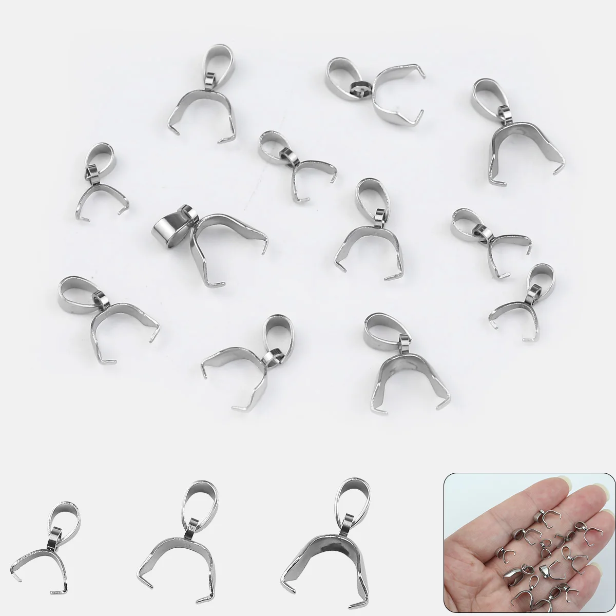 20pcs Stainless Steel Melon Buckle Set U-Shaped Clasp For DIY Jewelry Making Pendant Holder Bracelet Necklace Art Craft Supplies