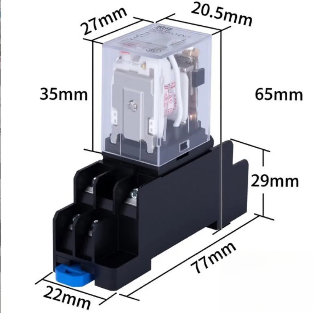

2pcs 8pin electromagnetic relay 24V DC 10A with LED status indicator and socket base for low voltage electrical systems