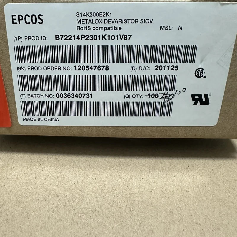 10pcs S14K300 기존 EPCOS B722220S2621K503 S14K300E2K1 배리스터 S20K50 B72220S 500K101V87 S20K60 600K101V87