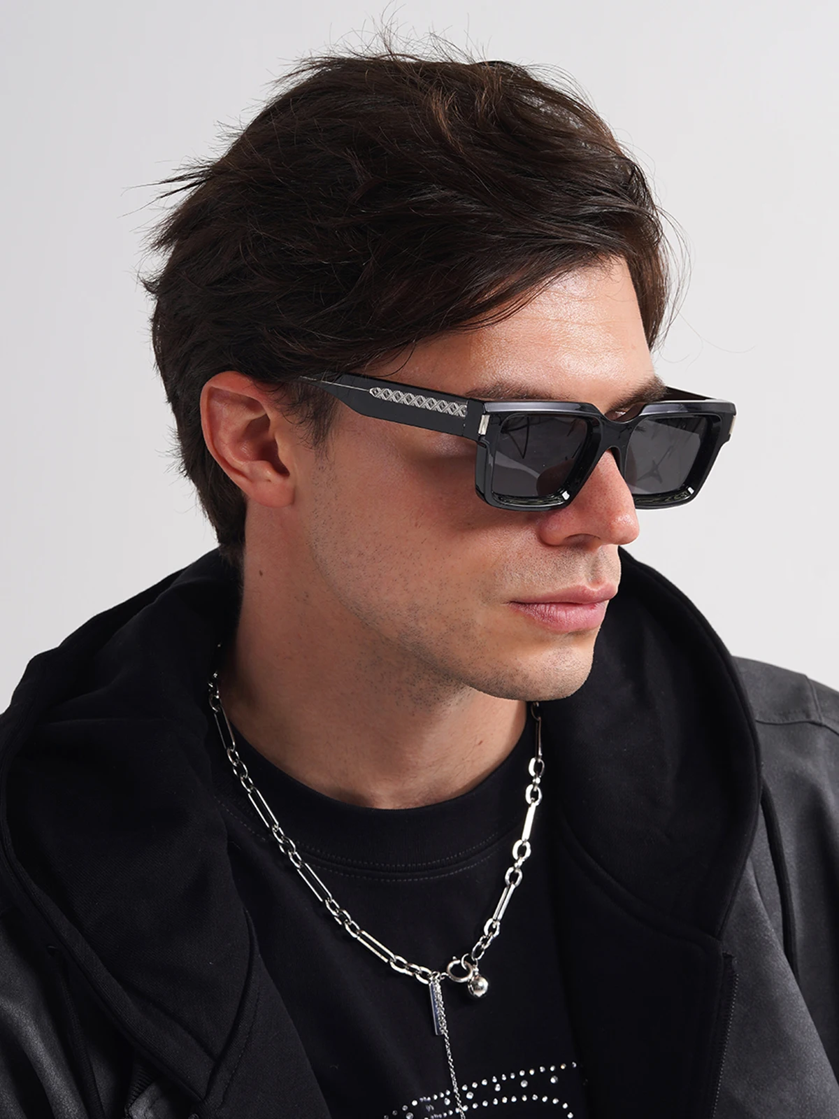 

Ruiao 2025 retro black designer sunglasses vintage for women clear luxury square rectangular blue lens man UV400 high quality