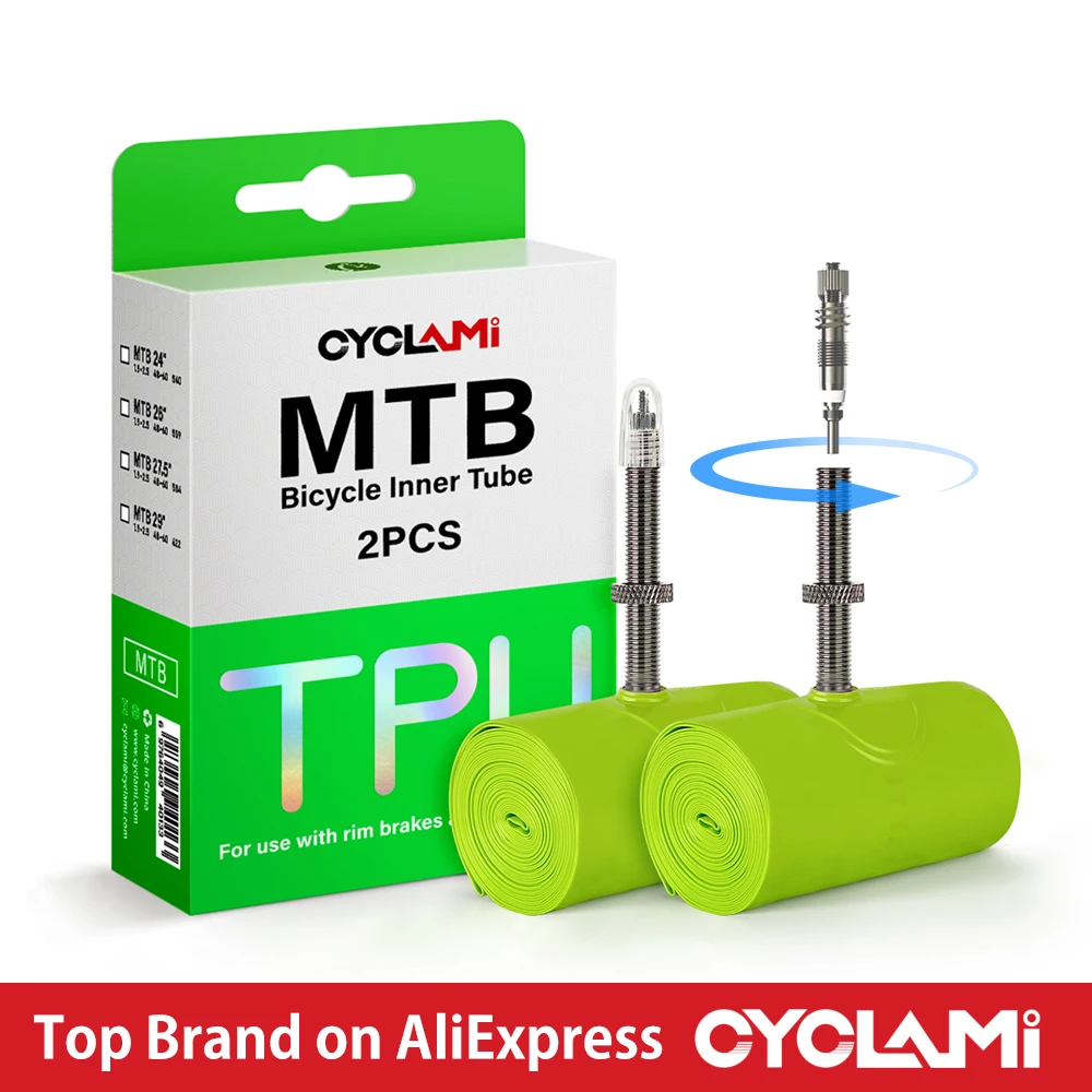 AliExpress CYCLAMI Bike Inner Tube Ultralight TPU Hose Metal Presta Valve FV Removable Bike Accessories For Mountain 1.9 2.5 MTB 29 27.5 26