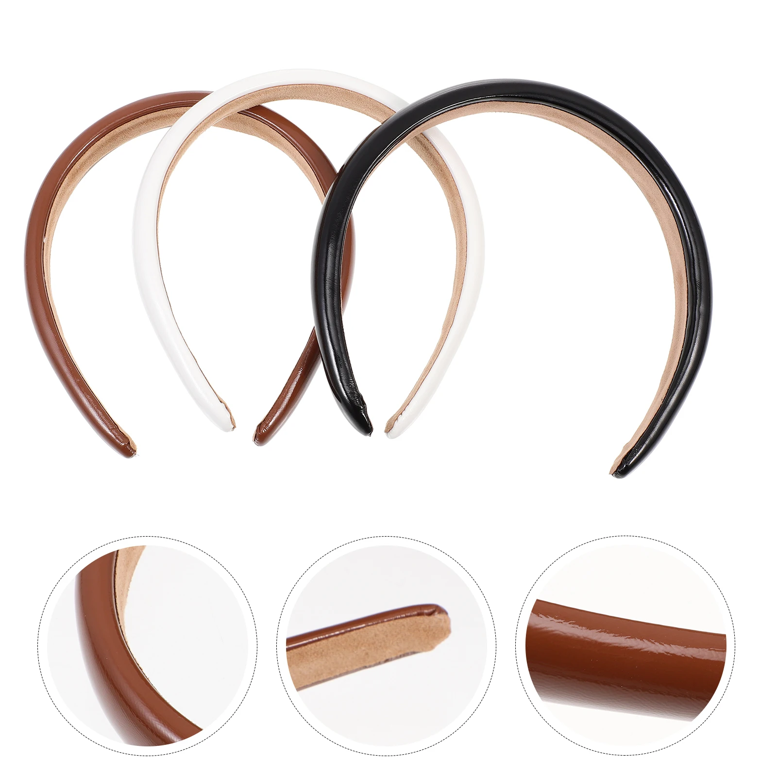 

3pcs Stylish Patent Headbands For Women Elegant Hair Bands Daily Use Versatile Wide Sponge Hair Hoops Party Decorative