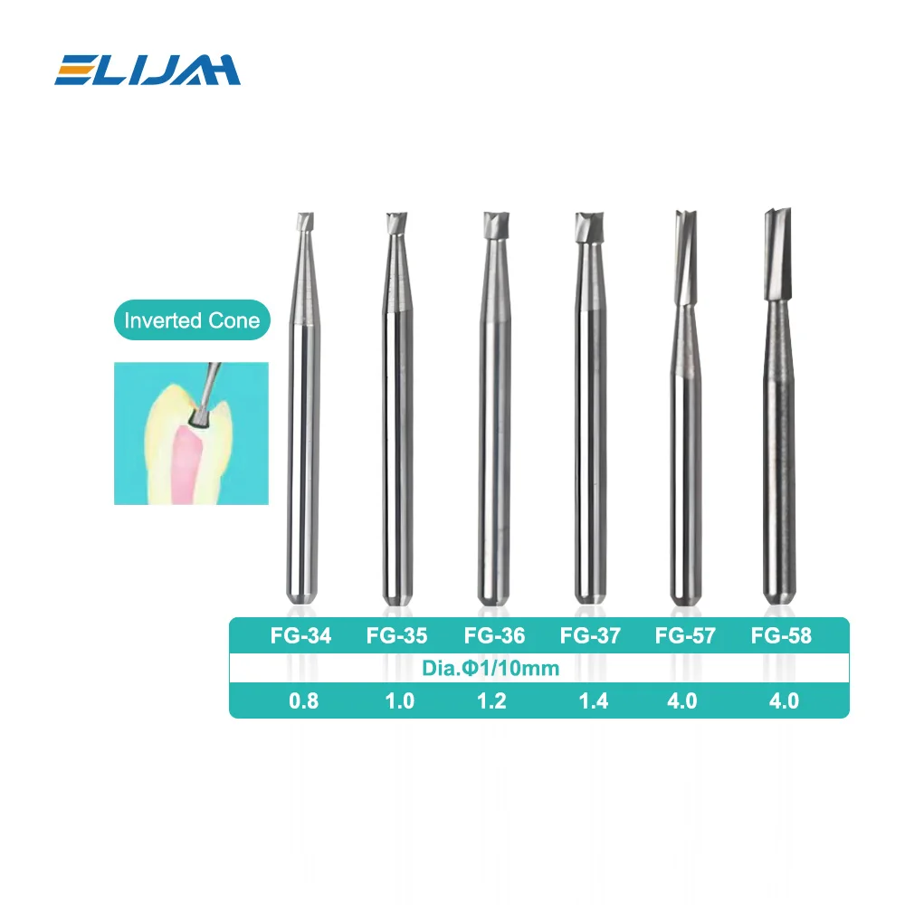 10pcs/Box Dental Tungsten Carbide Drill FG Tungsten Steel Burs For High Speed Handpiece Diameter 1.6mm Length 19mm