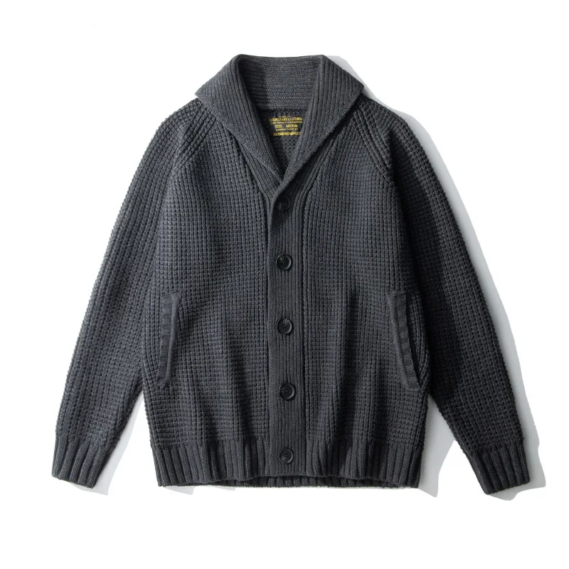 2.3kg Apple Collar Wool Sweater Super Thick Raglan Sleeves Waffle Plaid Wool Cardigan Jacket and Lapel Sweaters Winter Coats