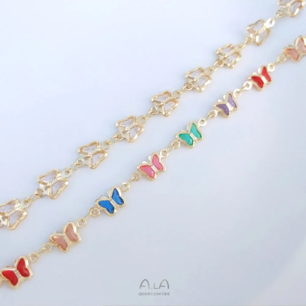 14K الذهب اللون الزركون فراشة سلسلة اللون الزركونيوم اليدوية سلسلة DIY اليدوية والمجوهرات سوار قلادة سلسلة فضفاضة المواد #2