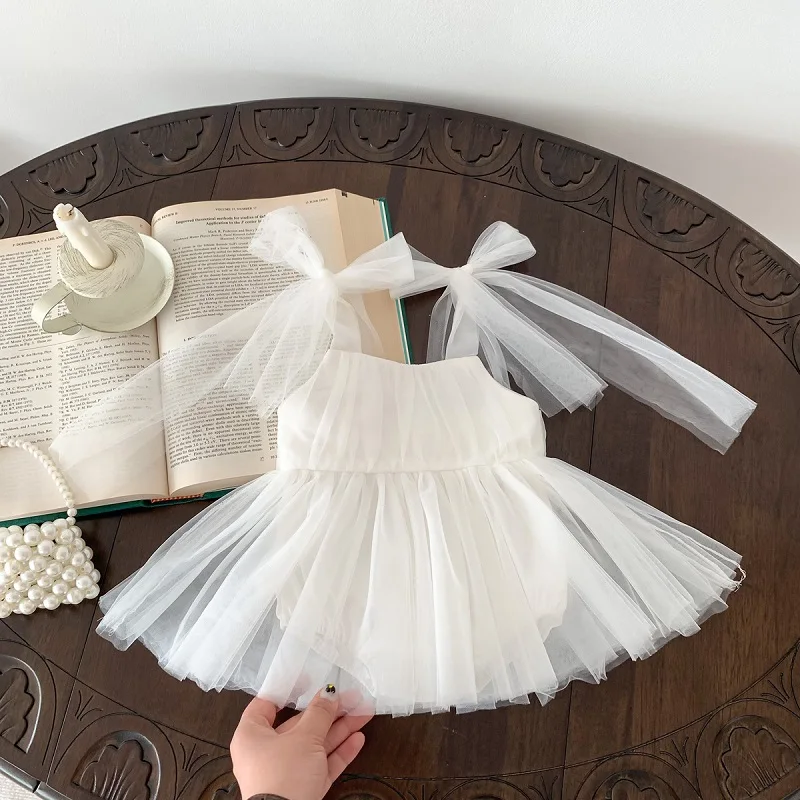 Sommerkleid für Babys von 0-2 Jahren, Neues Neugeborenen-Jubiläums-Geburtstags-Party-Mädchen-Prinzessinnenkleid, Ärmelloses Netz-Stramplerkleid – Detail 16
