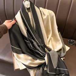 Silk Satin Soft Shawls Wraps For Women Printed Shawl Head Scarfs Female Long Scarf Stoles Retro Neck Scarves With Elegant Style