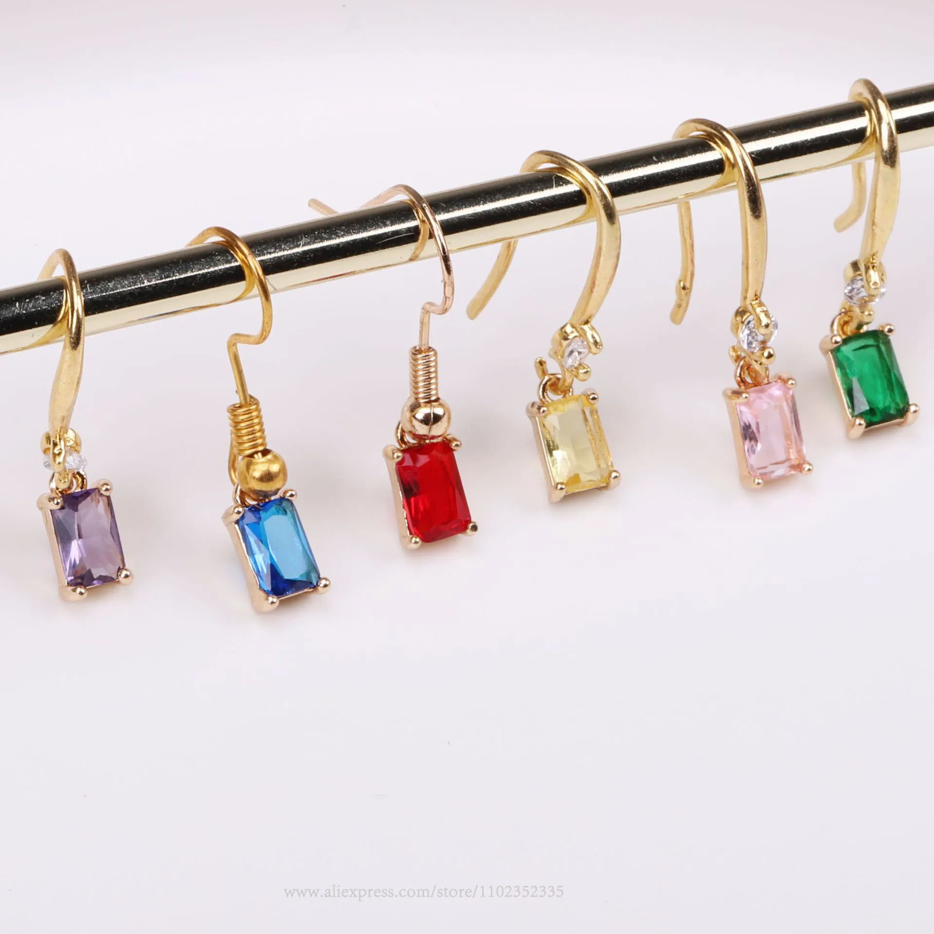 50 قطعة/الحقيبة العصرية DIY مجوهرات اكسسوارات K مطلية بالذهب النحاس متفوقا الملونة كريستال مستطيل قلادة مزدوجة قلادة الموضة