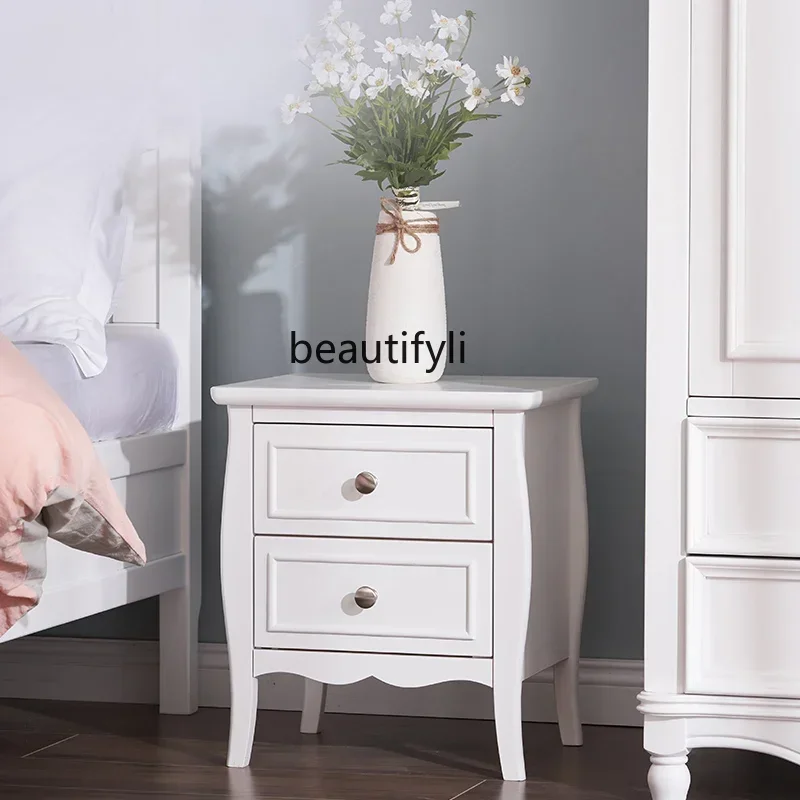 

Solid Wood Light Luxury American Bedside Table Simple Modern Storage Rack Bedroom Storage Corner Cabinet Simple Furniture