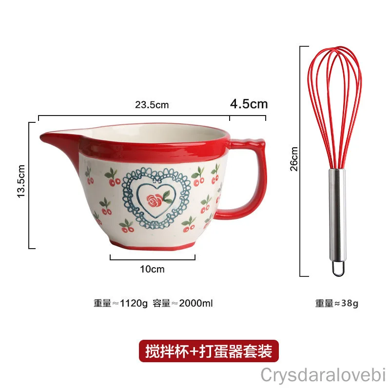 Japanese-style Kitchen Supplies Household Ceramic Mixing Bowl Set Large Capacity Baking Bowl Egg Beater Underglaze Craft