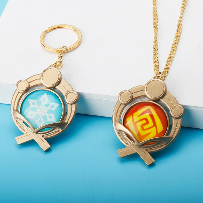 Seven Elements Pendant Necklaces Pyro Hydro Anemo Electro Dengro Cyro Geo Colorful Vision  Impact Key Chains Jewelry