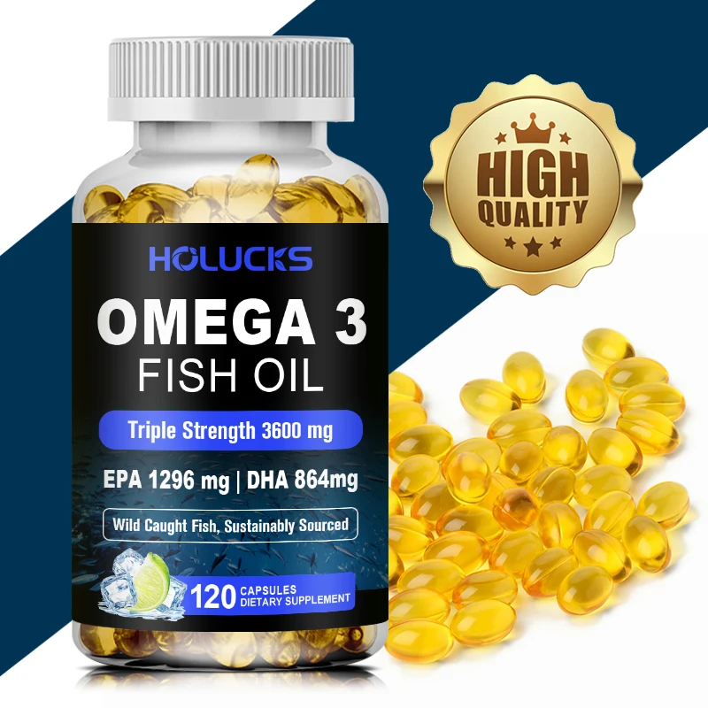 Omega 3 Fish Oil Supplement 3600mg with Omega 3 & EPA & DHA,  Support Heart, Brain, Joints, Skin, Eyes & Immune Health