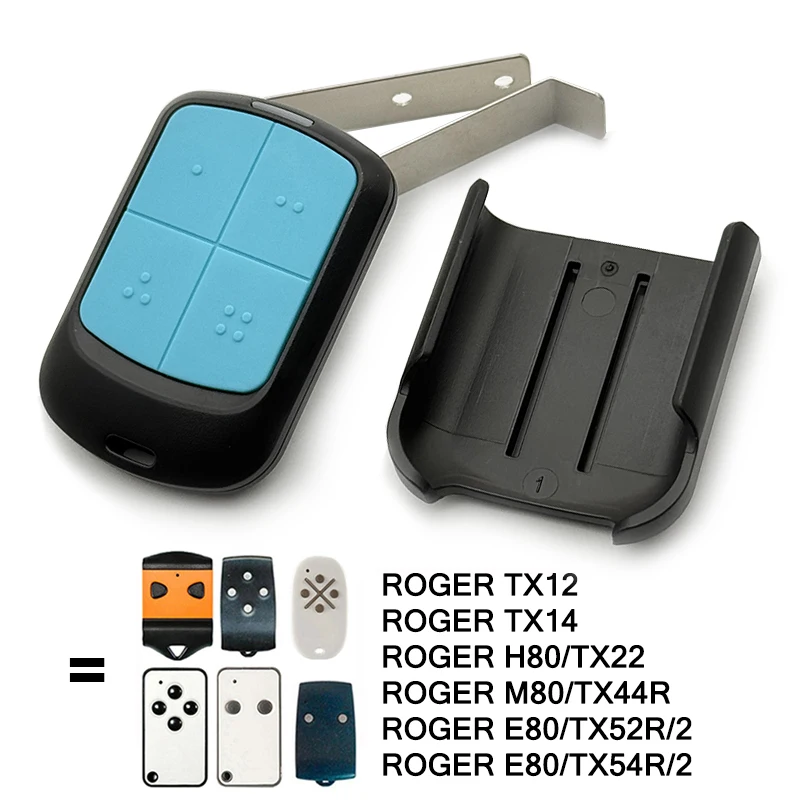 ROGER E80 TX52R TX54R H80 TX22 M80 TX44R TX12 TX14 433.92MHz 복제용 클립이 있는 새 차고/게이트 리모컨 복제기