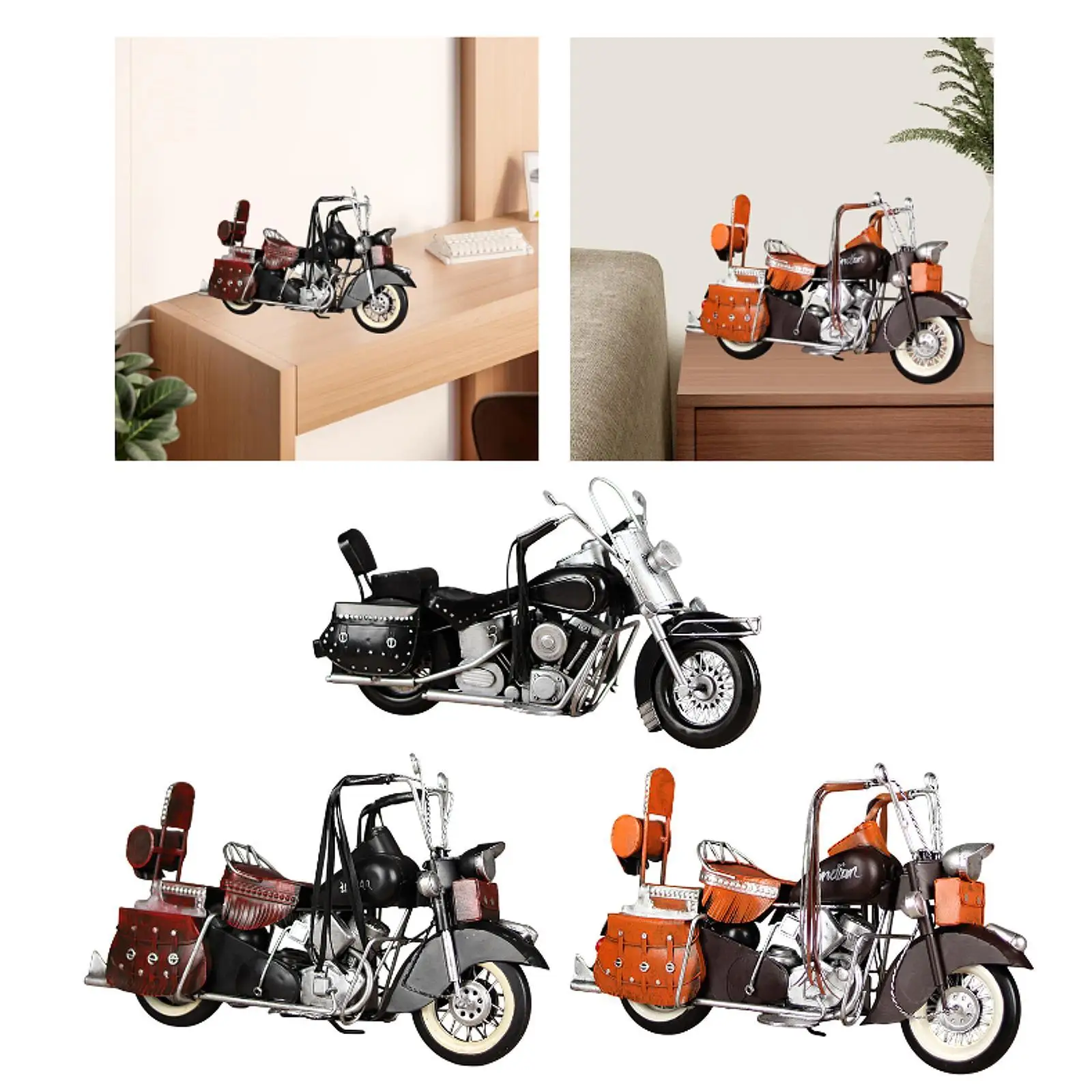 

Metal Three Wheeled Motorcycle Figurine Statue for Shelf Home Decoration Dad